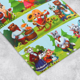 Цена за 10 шт. Наклейки детские бумажные «Сказка», c раскраской на обороте, 11 х 15.5 см