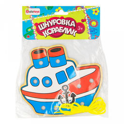 Игрушка "Шнуровка "Кораблик" 16,5х14х0,6см, ЛХДФ, текстиль, в пакете с подвесом (Россия)