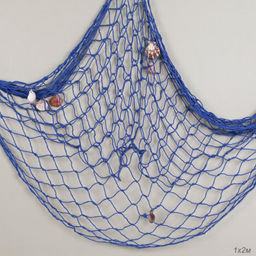 Цена за 1 шт. Сеть декоративная 1х2 м синяя / B331 /уп 100/с ракушками