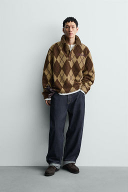 DIAMOND JACQUARD TEXTURED POLO SHIRT