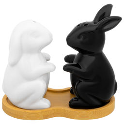 Набор д/специй 2 пр. 10,5*5,8*9,8 см "Кролики" на дер. подставке