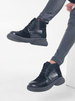 Ботинки 305.927bl.Черный черная замша/байка