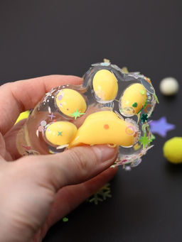 Мялка - антистресс Таба ЛАПКА со звёздочками, жёлтая, 6 x 7,3 см