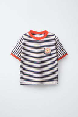STRIPED T-SHIRT WITH LABEL - Zara фото 7
