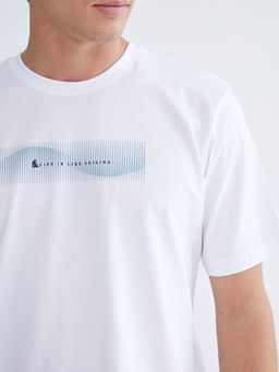 Bisiklet Yaka Bask?l? Penye Erkek Ti??rt