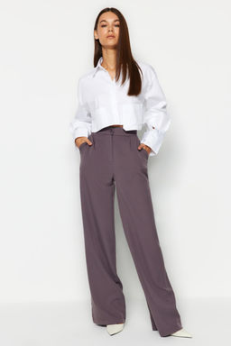 Antrasit Wide Leg/Genis Paca Dokuma Kumas Pantolon TWOAW22PL0139