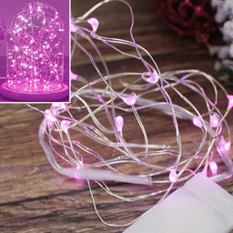 Гирлянда Светлячки 20led,2м,Розовый ,батарейки,медный провод