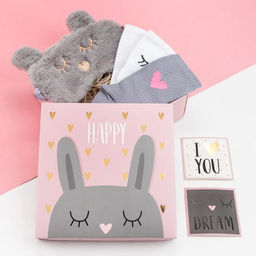 Набор подарочный KAFTAN Happy, маска для сна, носки 3 пары, открытки 2 шт.