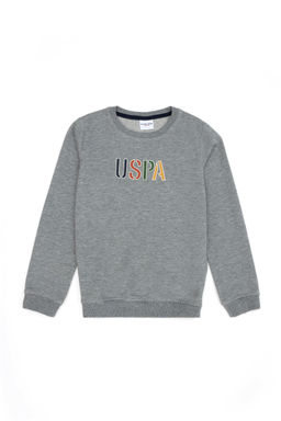 Серый меланжевый свитшот с круглым вырезом для мальчиков Неожиданная скидка в корзине