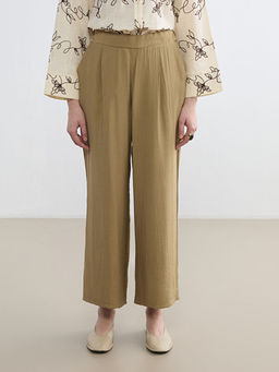 Beli Lastikli Dokulu Kad?n Pileli Pantolon