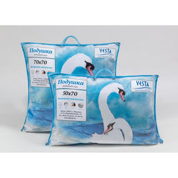 Подушка стёганная 50х70 см, иск. лебяжий пух, ткань тик, п/э 100% - Vesta фото 4