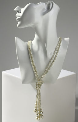 Бусы Узел 2 нити, бусины №6-14, цвет молочный, 80 см