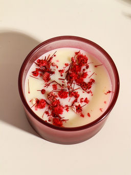 Ароматическая свеча в стакане Aroma botanical, сухоцветы красные, роза, 7.5×7.5×5 см