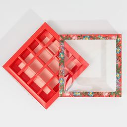 Цена за 5 шт. Коробка под 16 конфет с ячейками Яркий новый год 17,7 х 17,7 х 3,8 см - Дарите счастье фото 3