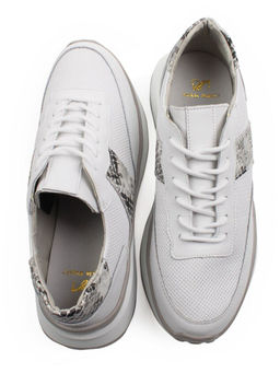 03-C129-9 WHITE Кроссовки женские (натуральная кожа)