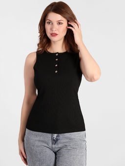 Топ-майка черного цвета больших размеров - Almond фото 2