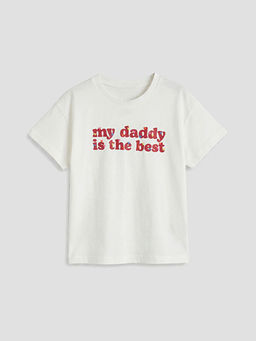 Bisiklet Yaka Bask?l? K?z ?ocuk Ti??rt