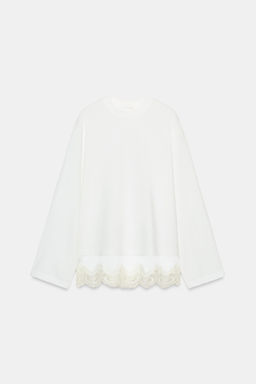 CAMISETA COMBINADA ENCAJE / Blanco - Zara фото 5