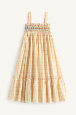 VESTIDO LARGO CUADROS Y FLORES BORDADAS LIMITED EDITION / Amarillo claro - Zara фото 5