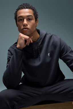 DeFactoFit Standart Fit Kapusonlu Bask?l? Cepli Sweatshirt  фото 2