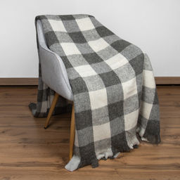 Плед п/шерсть 50% ОП-400 140*200 клетка цв. серый (Россия