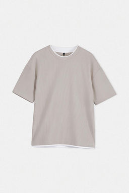 Gri Oversize/Genis Kesim Ottoman Orme T-Shirt TMNSS26TS00038 - Trendyolmilla фото 4