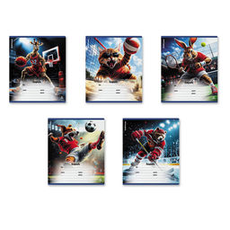 Цена за 3 шт. Тетрадь 12л. ErichKrause клетка "Sport Animals" (64830) обложка - мелованный картон