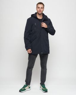 Парка спортивная мужская с капюшоном темно-синего цвета 3369TS - Wonderrman фото 4