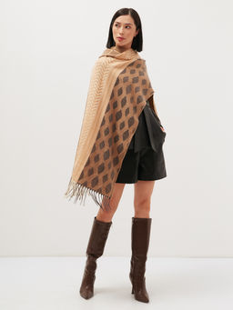 в составе шерсть Большой, мягкий, теплый двусторонний палантин с принтом. - Tantino фото 3