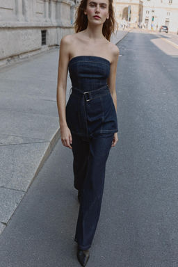 Z1975 DENIM STRAPLESS TOP WITH BELT