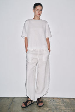 ZW COLLECTION LINEN TROUSERS WITH VENTS - Zara фото 4