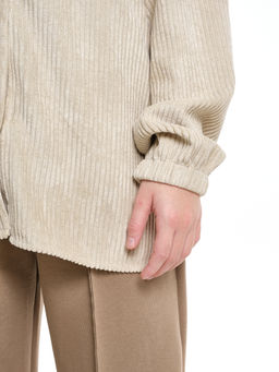 Вельветовая рубашка для девочки 22-7364 бежевый - Mini maxi фото 14