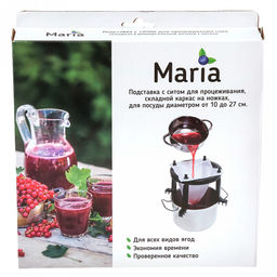 Марья (Maria) Комплект для процеживания: сито-сетка 26х25см, полиэстер; каркас д25х21см разборный, пластик матовый, цвет черный, в цветной коробке (Китай) Подходит для кастрюль и мисок диаметром от 10 до 27см. Подходит для творожного и сырного зерн - Домашняя мода фото 6