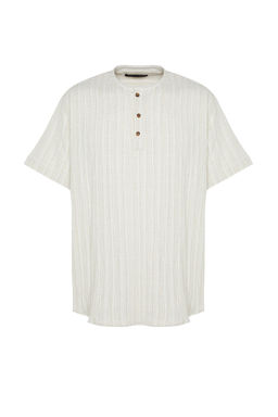 TRENDYOL MAN Ekru Keten Icerikli Oversize Fit Gomlek TMNSS23GO00139 - Trendyolmilla фото 7
