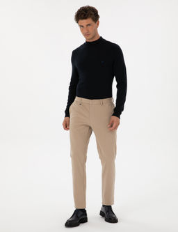 Bej Slim Fit Flanel Dokulu Kuma_ Pantolon - Pierre cardin фото 3