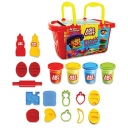 Набор для лепки АЯТ CRAFT "Корзина дла пикника" 4цв.*56гр (03633) формочки 12шт., аксесс. 3шт.