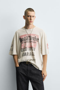 WASHED PRINT KNIT T-SHIRT - Zara фото 2