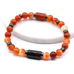 Браслет из сердолика шарик 8мм, 19см Радуга камня