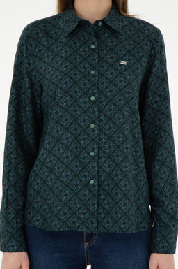 Женская темно-зеленая рубашка с длинным рукавом Неожиданная скидка в корзине - U.s. polo assn фото 6
