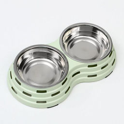 Миска металлическая двойная на пластиковом основании 2 х 160 мл, 25 х 14 х 5 см, зелёная - Пижон фото 3