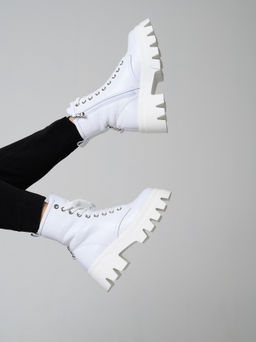 Ботинки 329.зиплайнw.Белый/байка