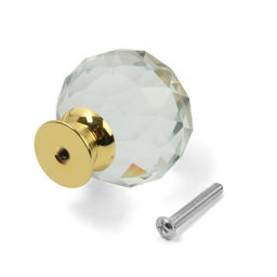 Ручка-кнопка CAPPIO "Алмаз", стеклянная, d=40 мм, 8 шт.