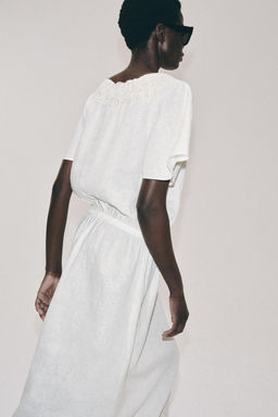 VESTIDO LINO CROCHET ZW COLLECTION / Beige claro - Zara фото 3