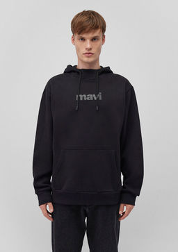 Mavi Bask?l? Kapusonlu Siyah Sweatshirt  фото 4