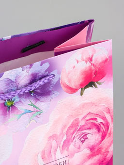 Цена за 2 шт. Пакет подарочный ламинированный вертикальный Цветочное ассорти, 18?22.3?10 см