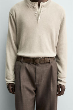 VINTAGE-EFFECT LEATHER BELT