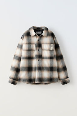 QUILTED CHECK OVERSHIRT WITH HOOD - Zara фото 2