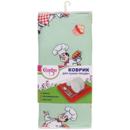 Цена за 2 шт. Коврик для сушки посуды 30*38см "Поваренок" мятный