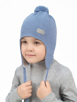 Шапка вязаная голубая Ш-108 (48-50)