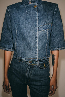 BLAZER DENIM CROPPED ZW COLLECTION / Azul - Zara фото 2